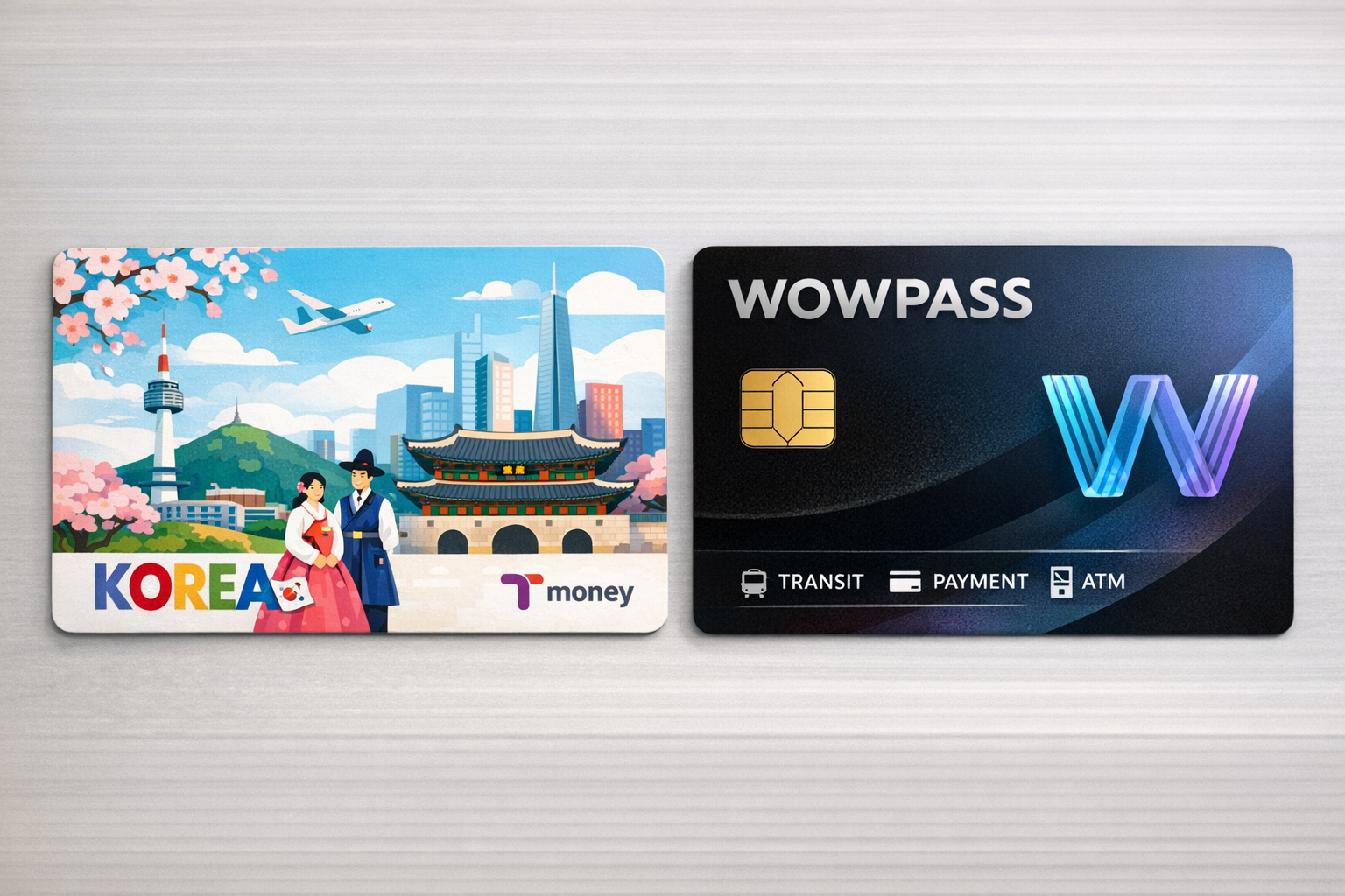 「T-moneyカード」と「WOWPASS」